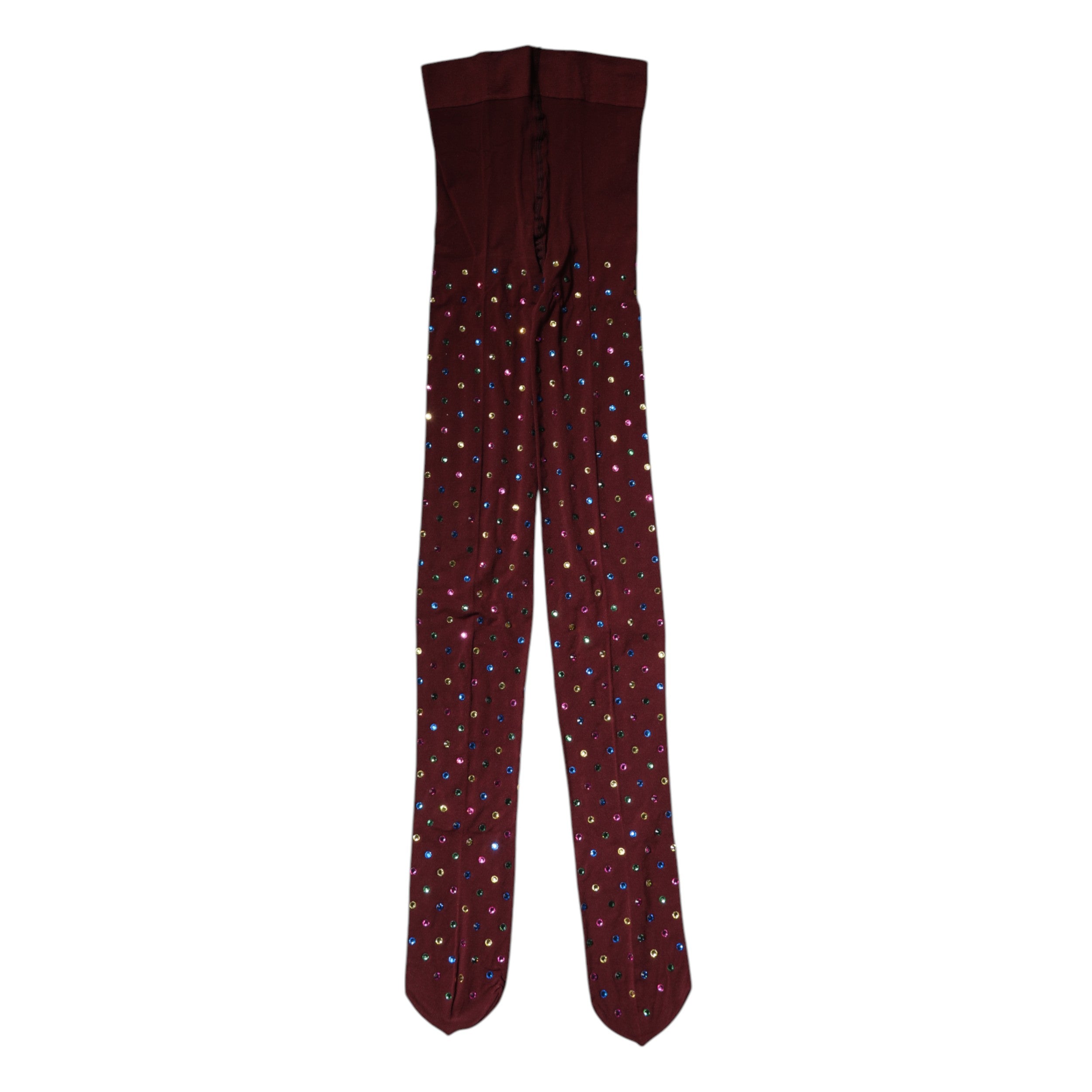 Dolce & Gabbana Maroon Nylon Crystal Embellished Pantyhose Tights